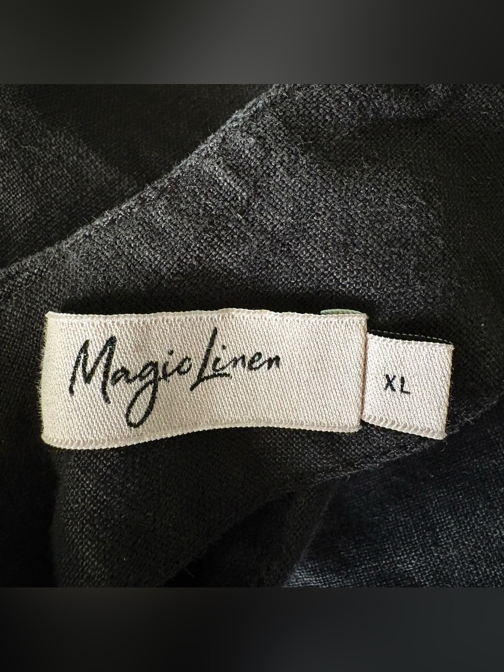 Magic Linen Handmade BALLOON SLEEVE 100% LINEN DRESS BORNEO Black size XL - Picture 4 of 11